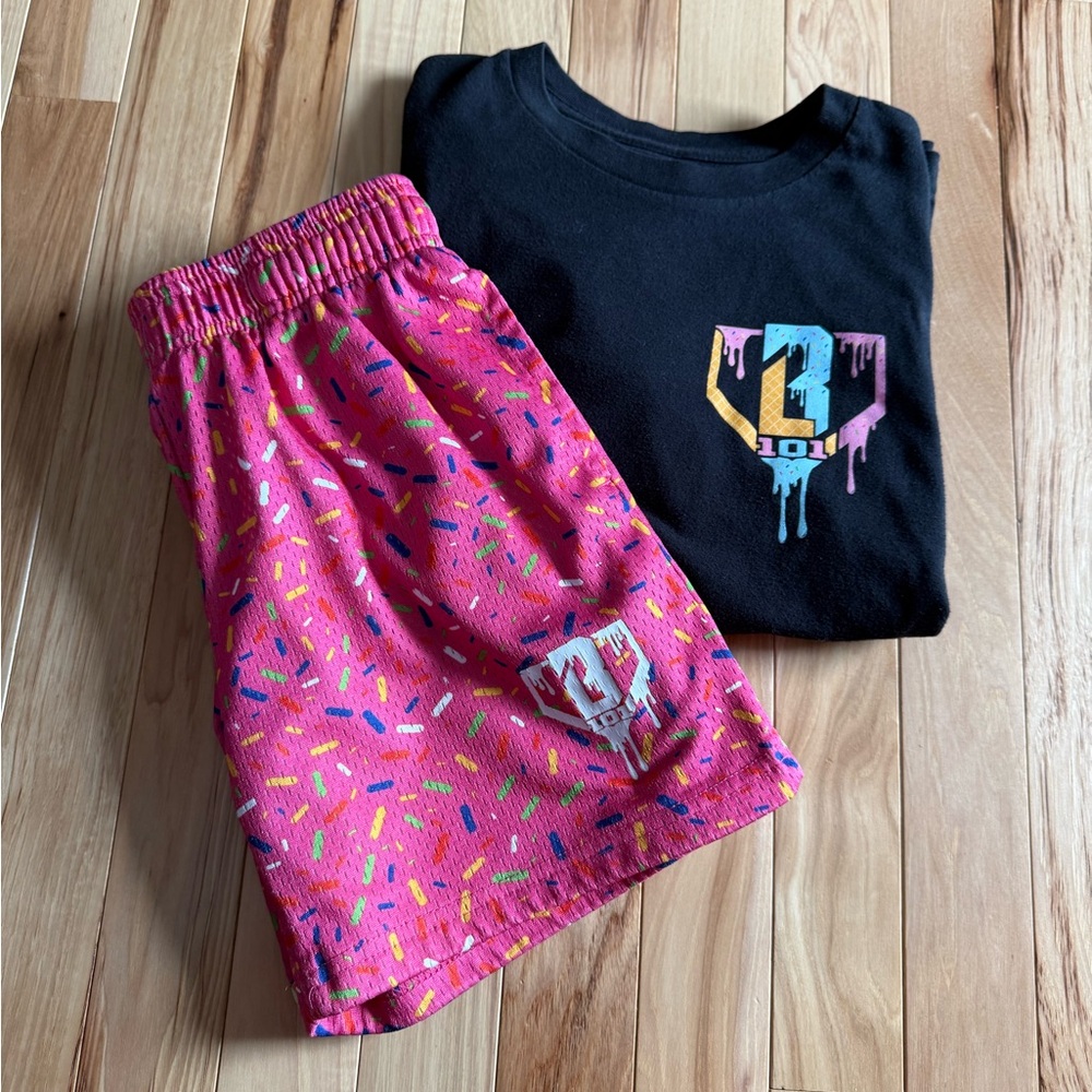 Baseball Lifestyle 101 Ice Cream Outfit Small Shorts, Large Shirt